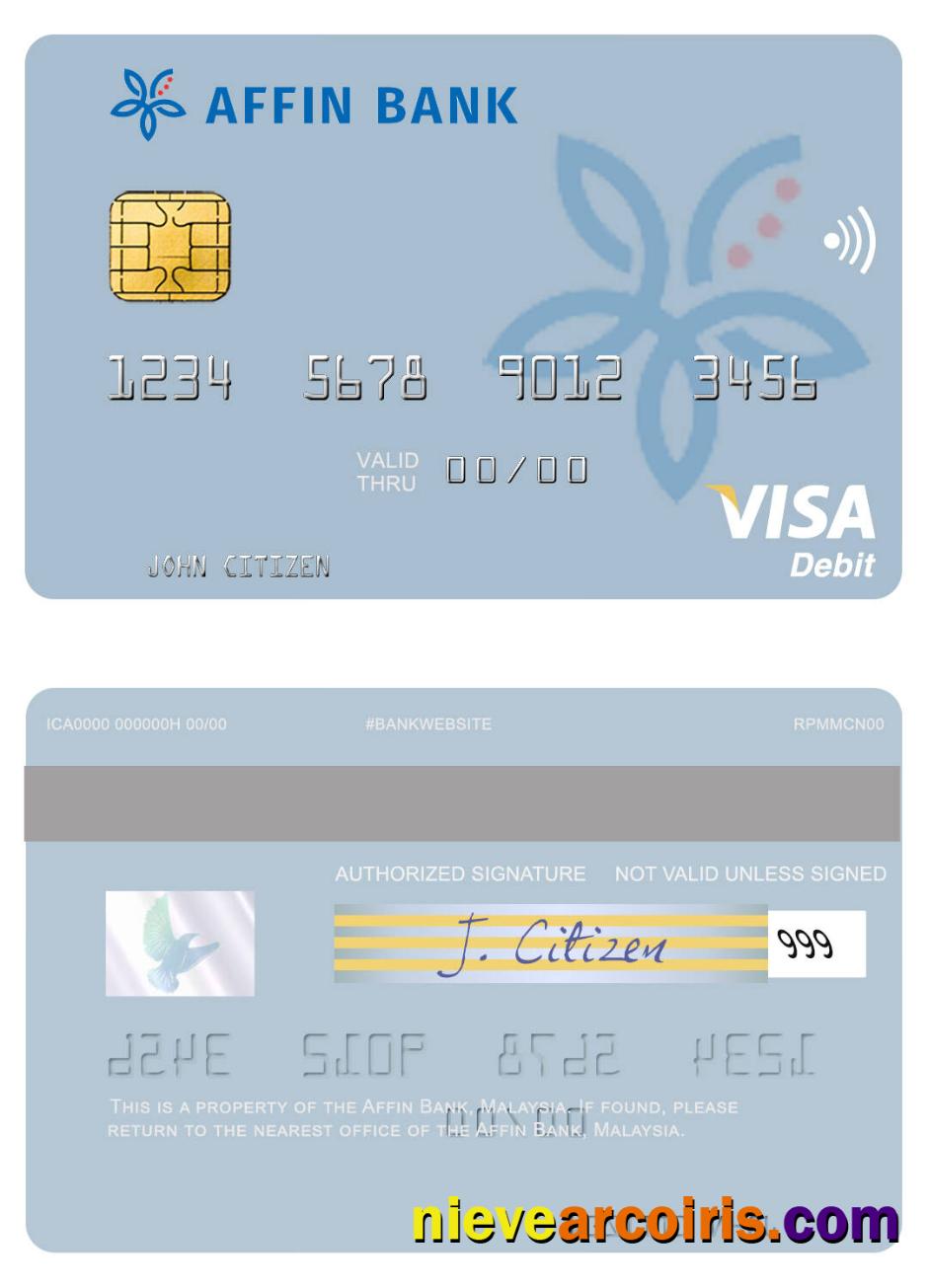 Malaysia Affin Bank visa debit card